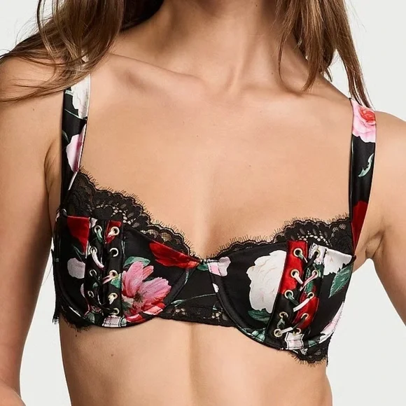 ATELIER x Victoria's Secret 34D Black Roses Balconette Bra